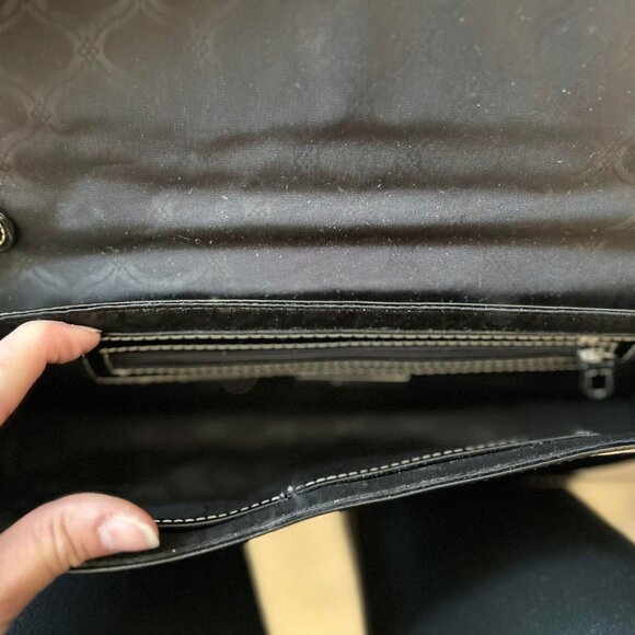 Ladies Sleek Black Dinner Purse/Bag with a Faux Buckle, There's Clasp Underneath - Picture 3 of 16